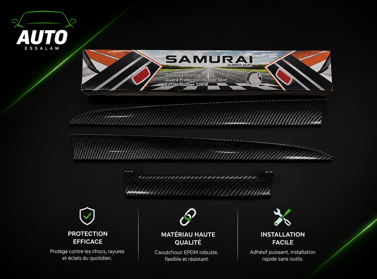 Samurai Guard Protection Rubber Bumper Lip Spoiler - Carbon Look